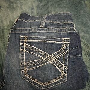 Ariat Dark Blue Jeans with White Stitching